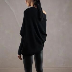 Jaki London Asymmetrical Black Sweater Pullover Top Size S/M